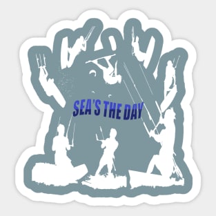 Kitesurfer Pattern White Silhouette Seas The Day Fun Pun 2 Sticker